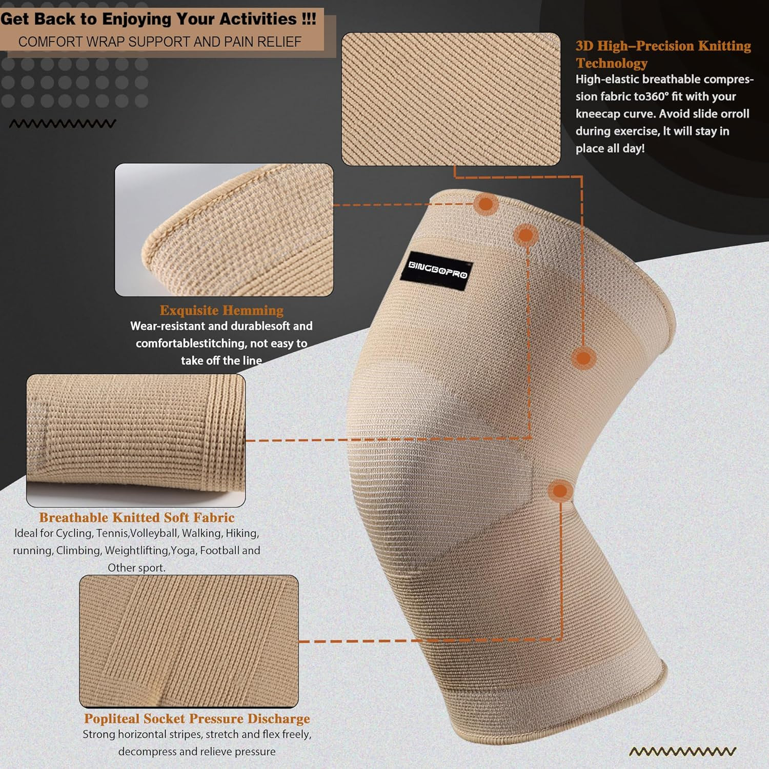 Knee Brace for Pain Relief – Knee Compression Sleeves for Men and Women, Knee…