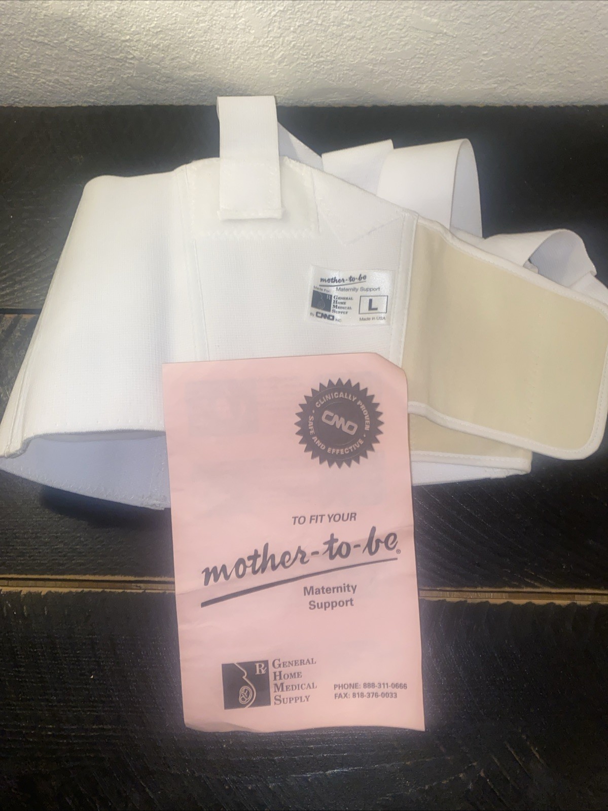 New “Mother To Be” Maternity/Pregnancy Support Adjustable Back& Belly Band Sz Lg