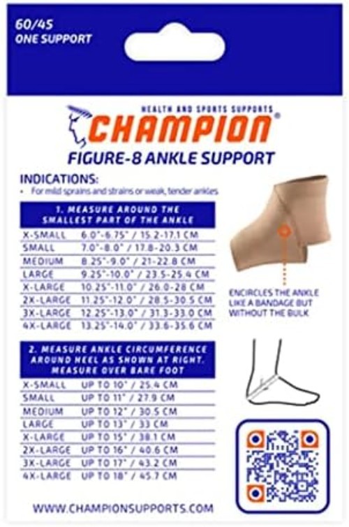 Elastic Compression Ankle Brace – Figure 8 Design, Beige, Medium for Pain Relief