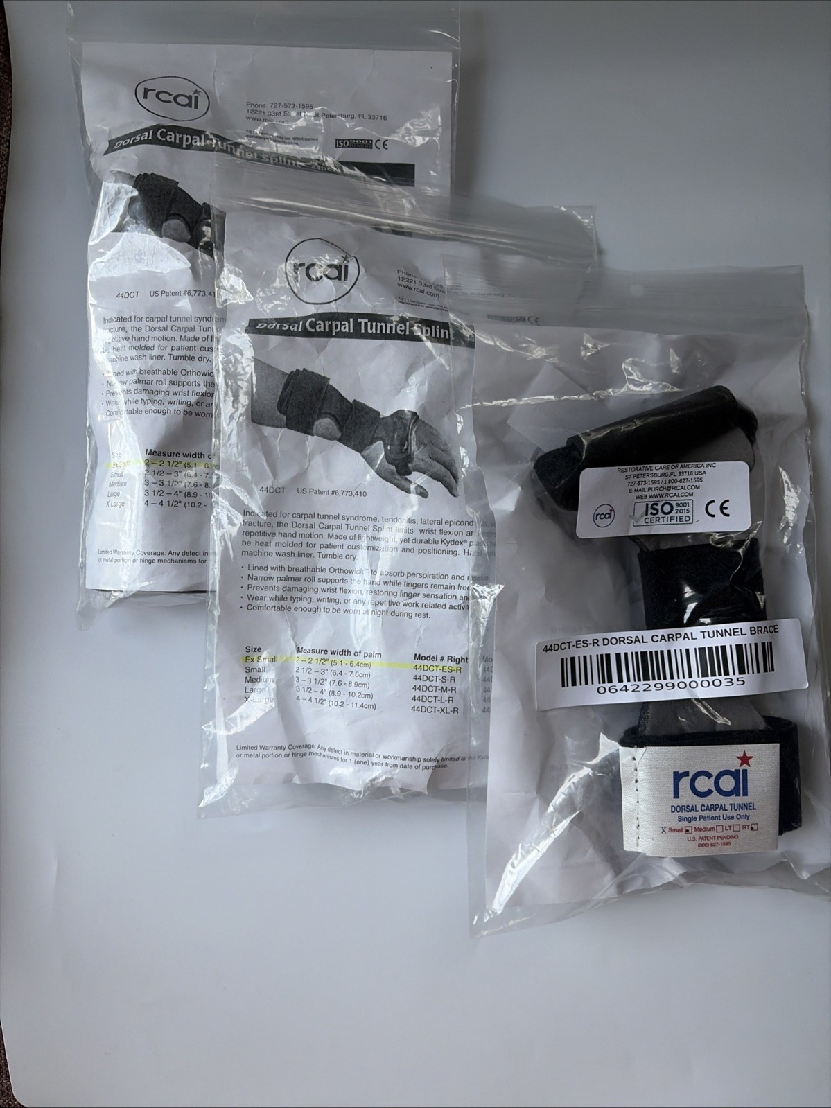Dorsal Carpal Tunnel Splint Extra Small Right 3 Each New In Packages