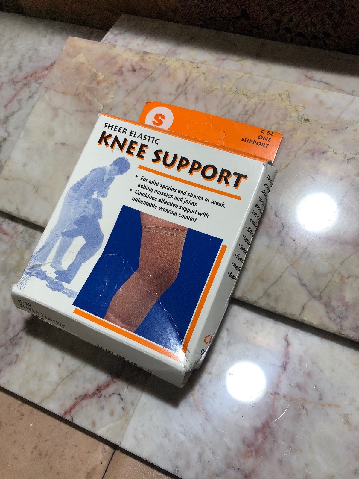 CHAMPION Knee Brace Sheer Elastic Knit Beige 0062-S NEW in Box Small