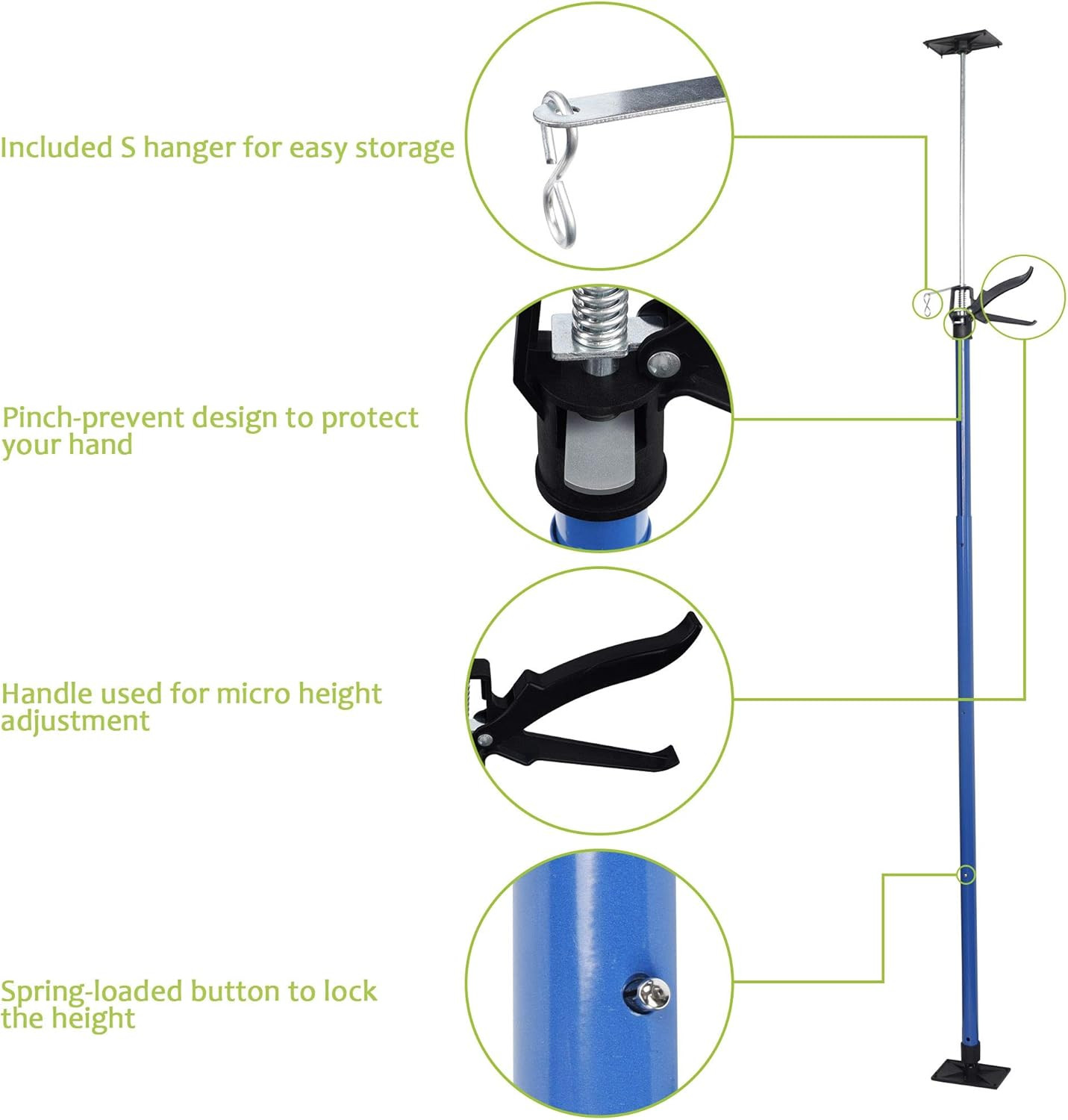 Adjustable Support Pole, 3Rd Hand Support System, Steel Quick Support Rod, Upper