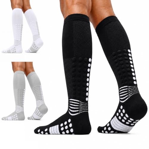Ankle Support Compression Socks 3 Packs Massage Large Black+white+grey-3 Packs