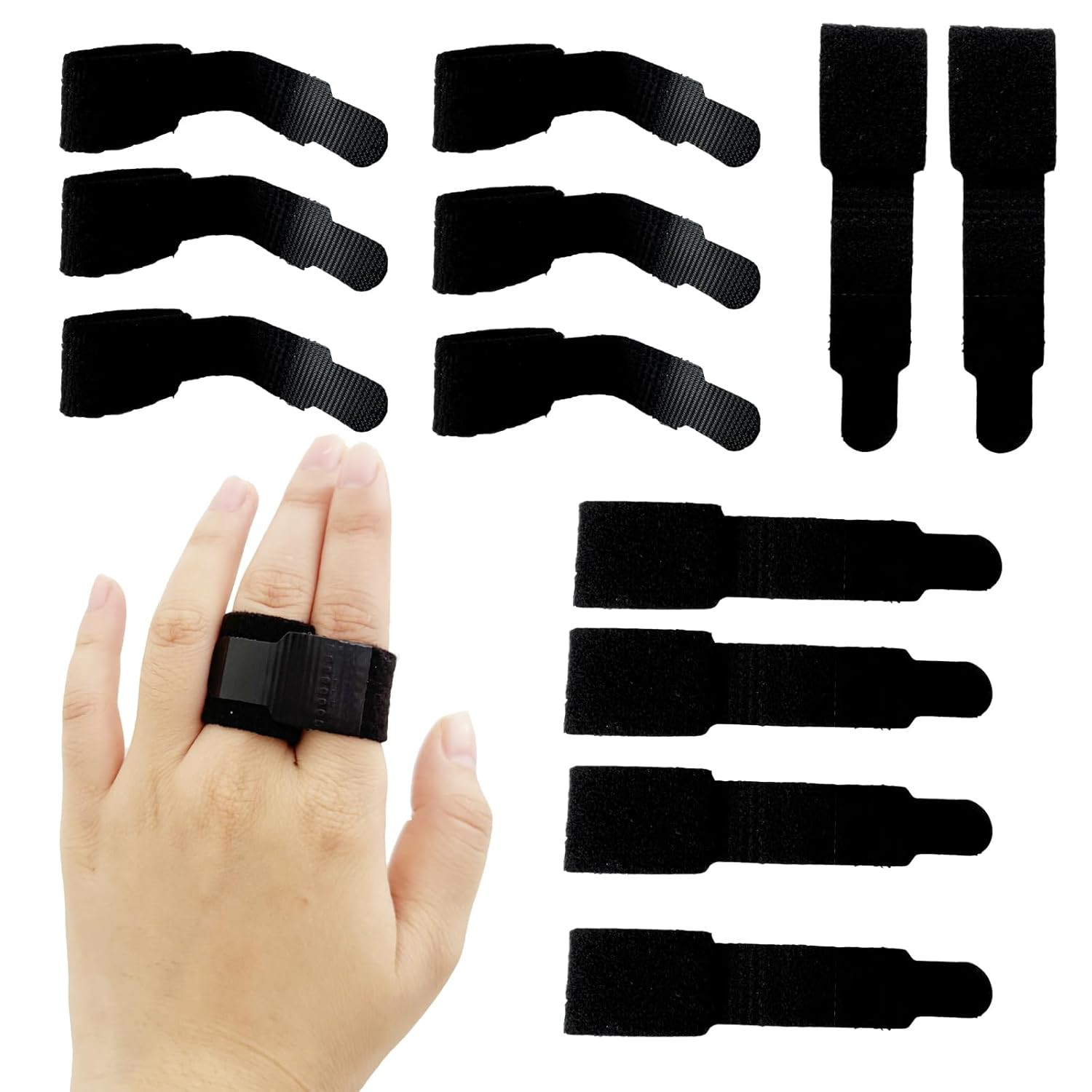 12 Pack Buddy Tape Finger Straps with Padded No-Slip Hook and Loop Are a Washabl