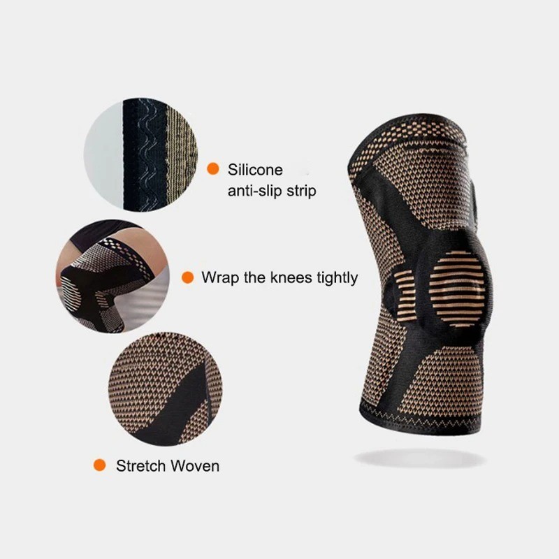 Copper Knee Sleeves Silver Compression Brace Support Sport Joint Injury Pain Gym