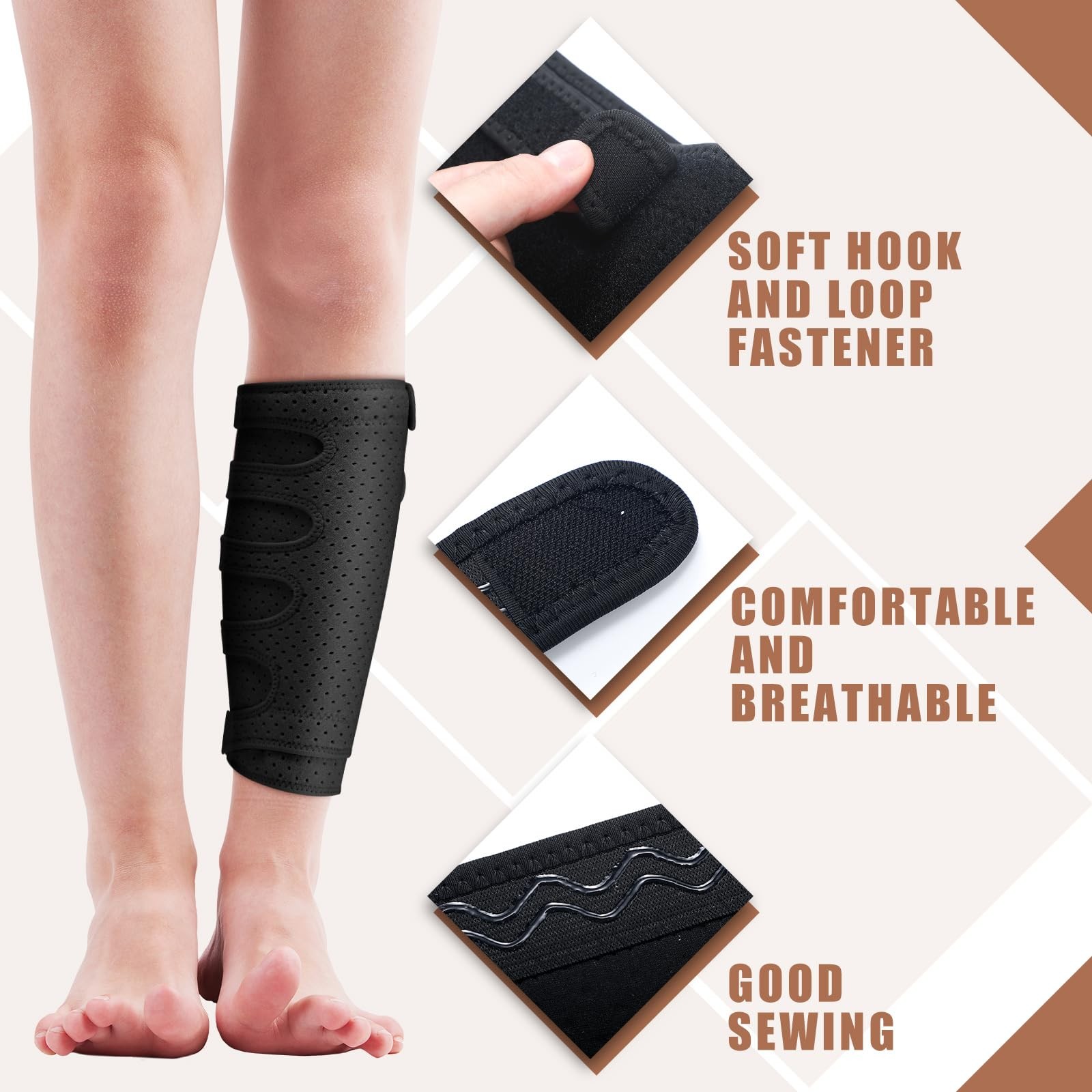 2 Pcs Lymphedema Compression Wraps Calf Adjustable Brace 5 Strap Leg Wraps fo…
