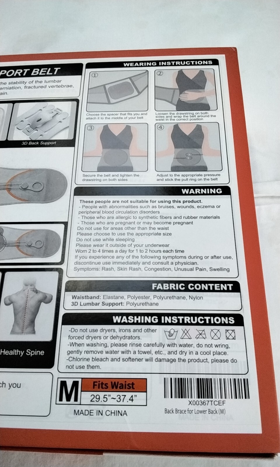 MISITEMO Lumbar Support Belt Back Brace For Lower Back Pain Breathable – Medium