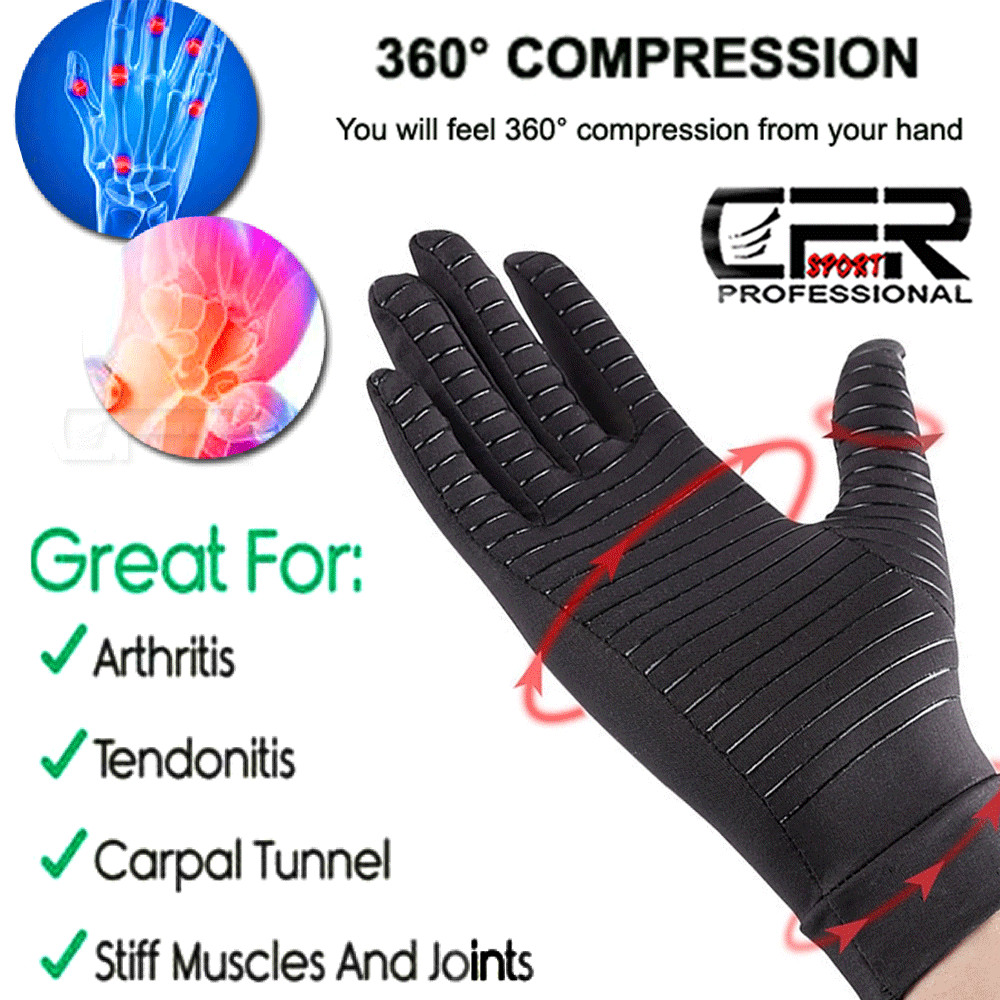 Copper Compression Gloves Arthritis Pain Relief Hand Joint Support Brace
