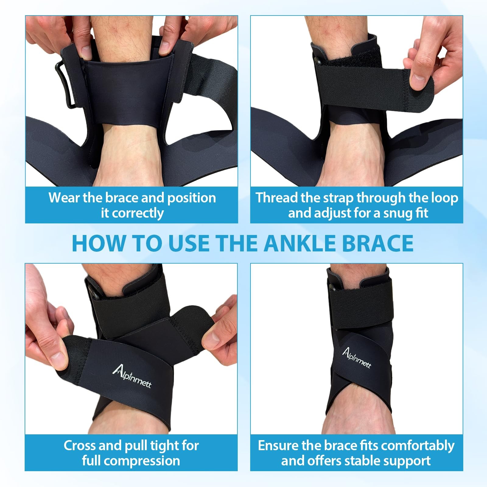 Ankle Brace for Men & Women, Compression Ankle Support Brace with Dual-Sided