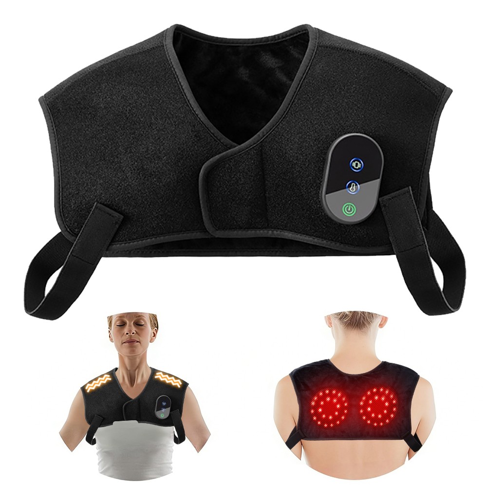 Shoulder Massager Red Light Heating Therapy Shawl Vibration for Back Pain Relief