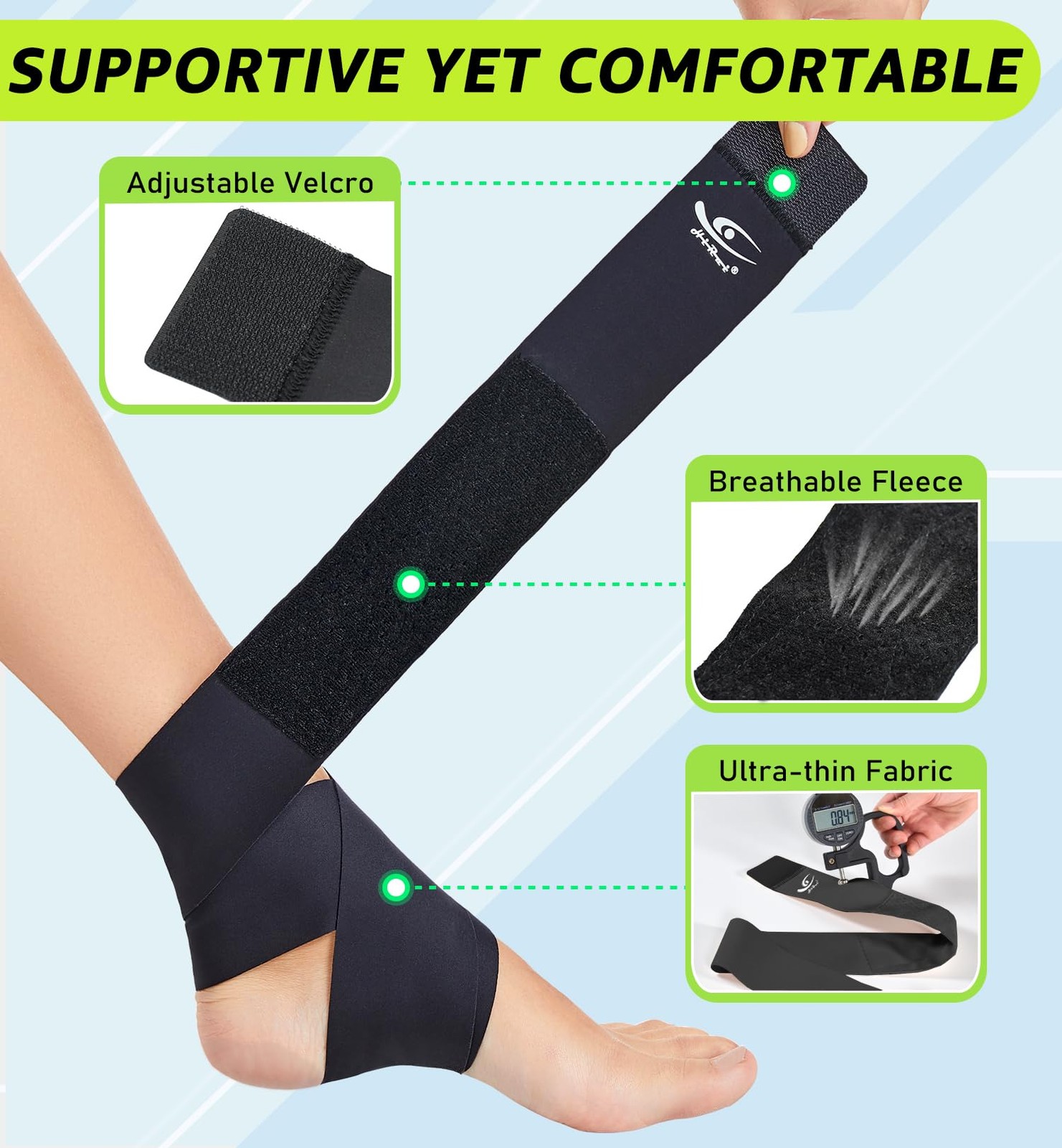 HiRui Ultrathin High-Elastic Ankle Wraps Medium (Pack of 1), Black