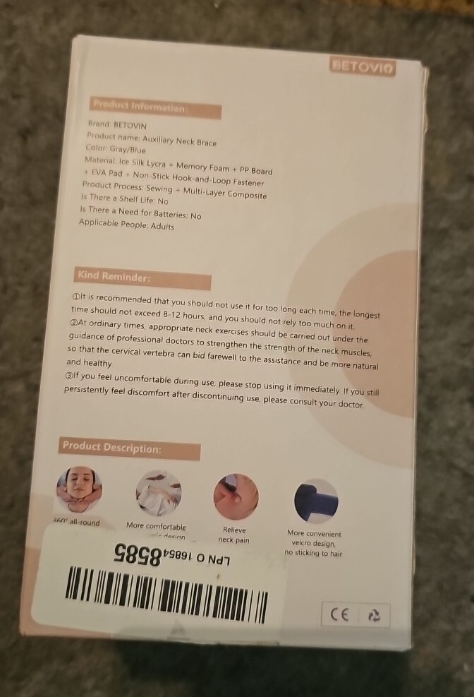 Soft Neck Brace Support Relieves Pain Pressure in Spine & Neck Blue Size M NEW