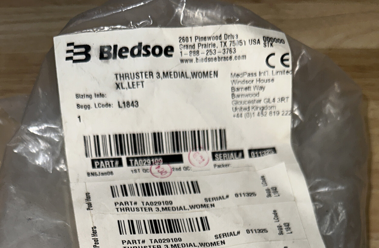 Bledsoe Thruster 3, MEDIAL, SIZE XL LEFT l1843 MSRP $649