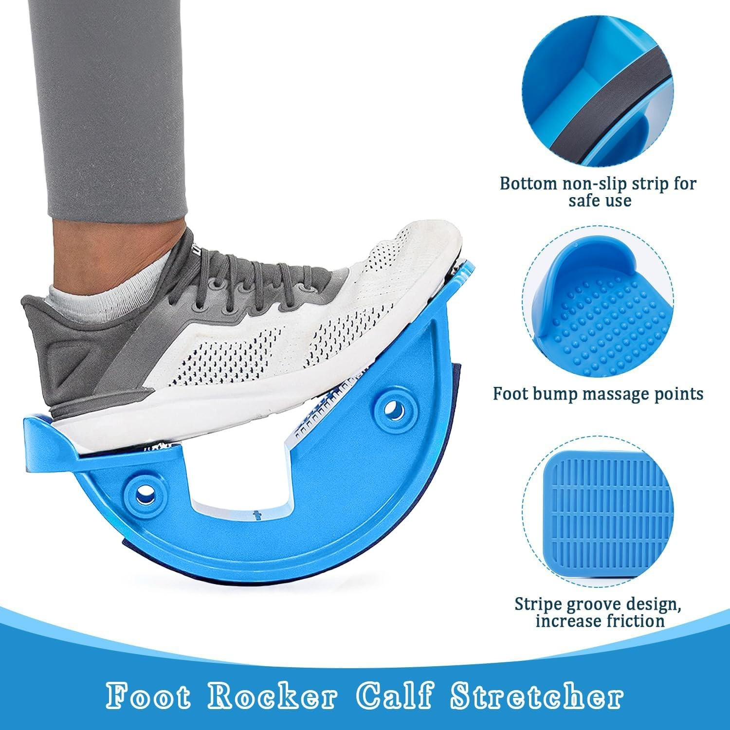 Calf Stretcher and Foot Rocker for Plantar Fasciitis – Leg Stretching Strap, …
