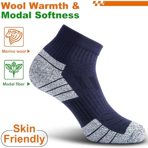 Compression Ankle Socks – Cozy Cushioned Hiking Running for Medium 2 Navy Blue