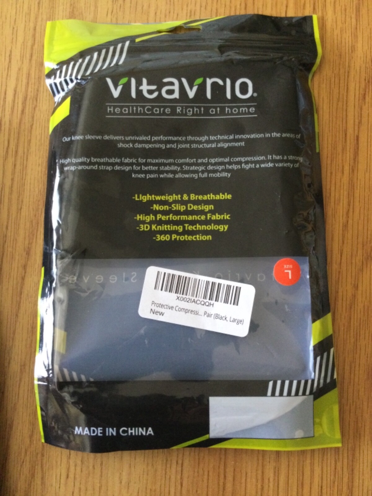 Fitness Compression Knee Sleeves Non-slip Elastic Breathable Support Vitavrio L