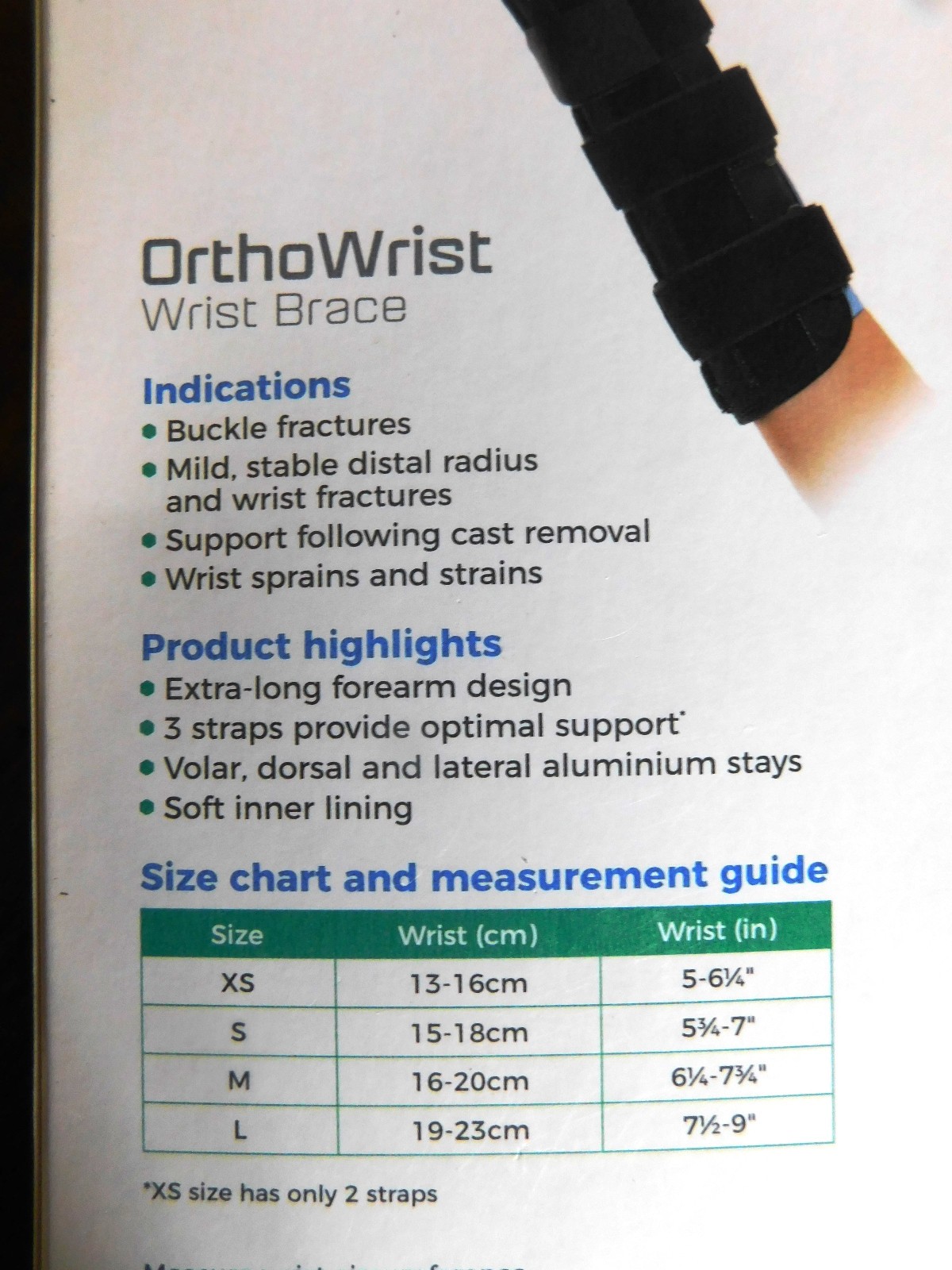 OrthoBrace OrthoWrist OBWRI1-2R small size right wrist brace new in box