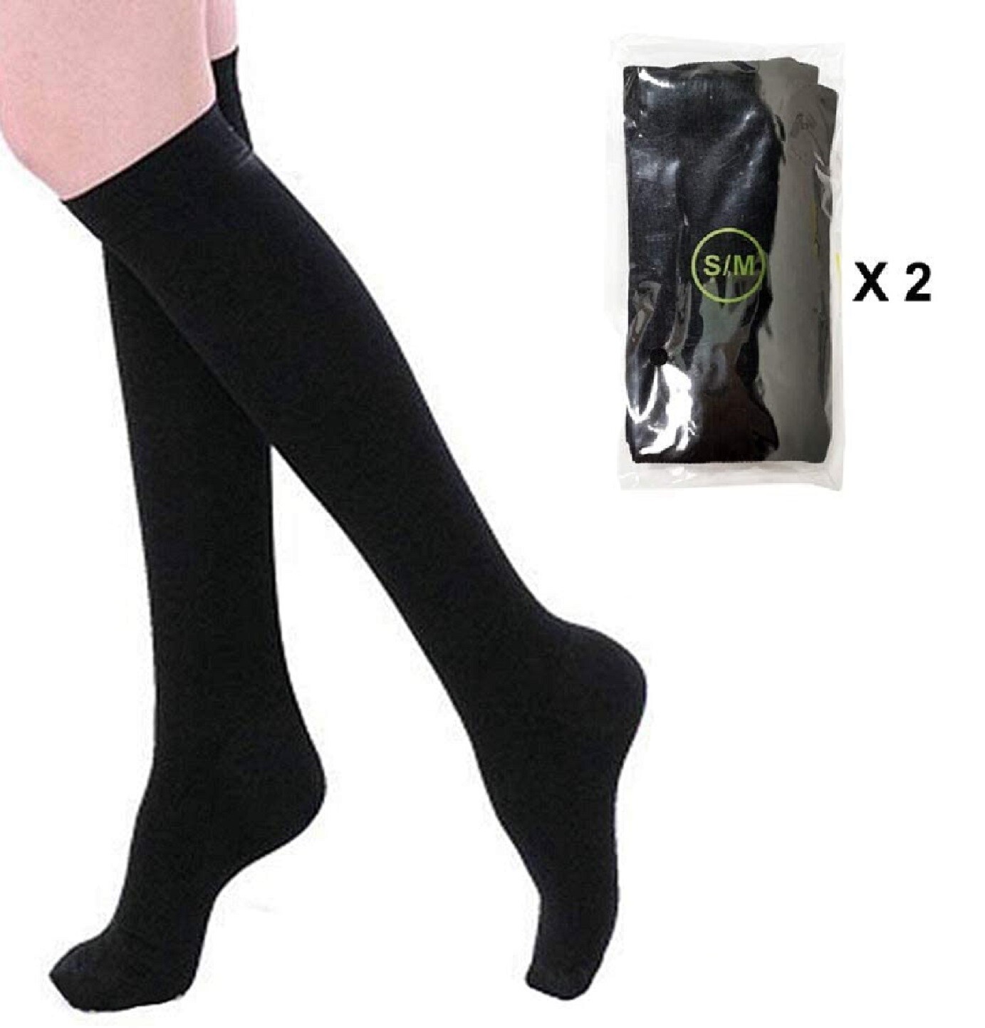 Compression Socks Knee High Medical 20-30 mmHG – S/M for Men and Women (2 Pair)