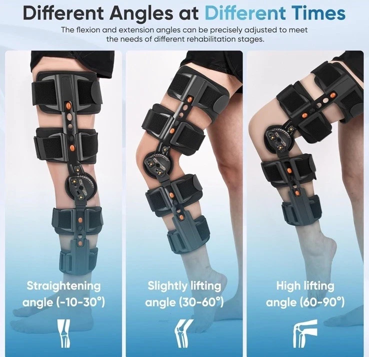 Adjustable Hinged Knee Brace Joint Fixation Support ACL MCL Post-Op Rehab