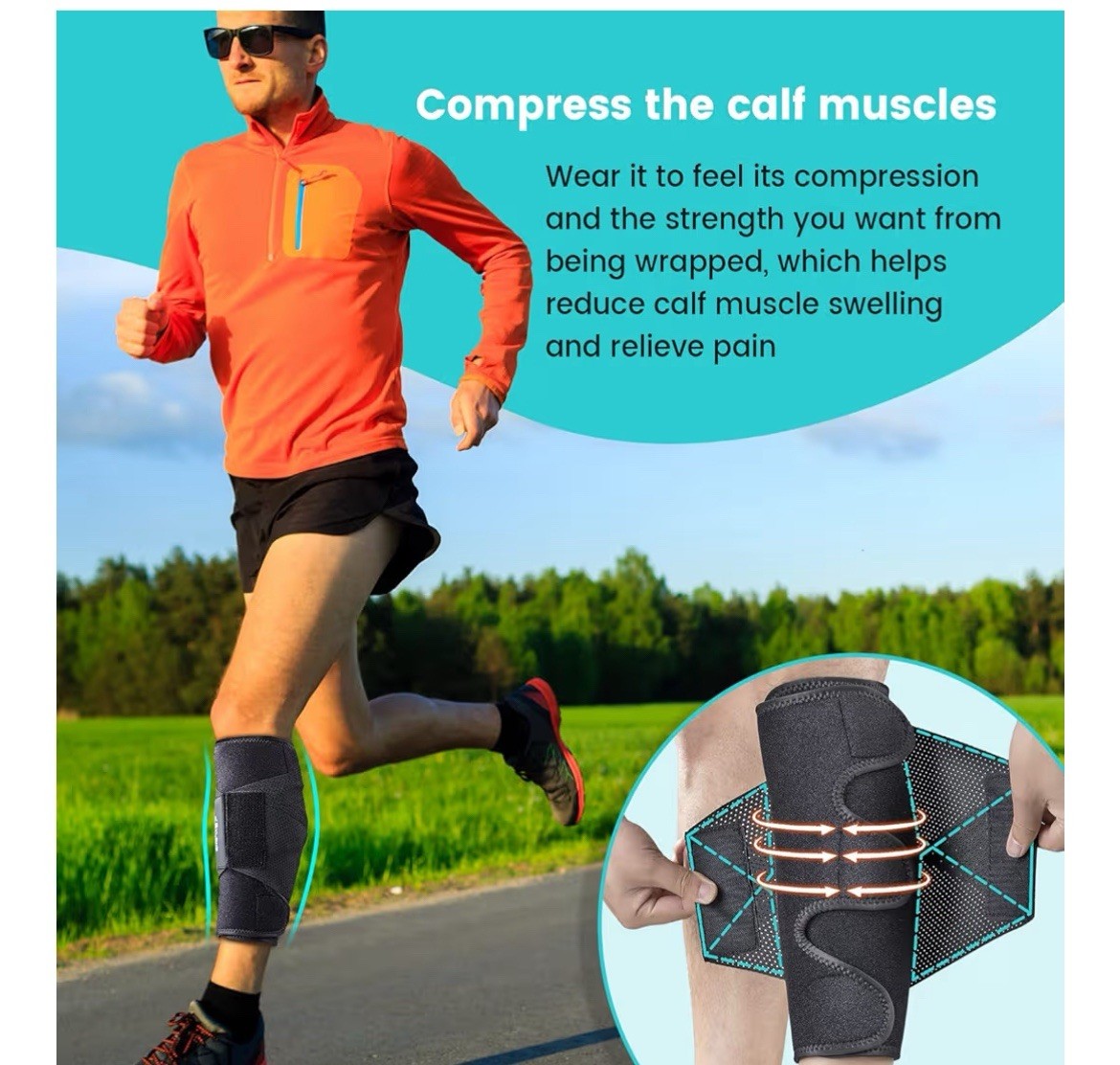 Calf Compression Wrap Brace for Men & , for Swelling Torn Calf Muscle, Size S/M