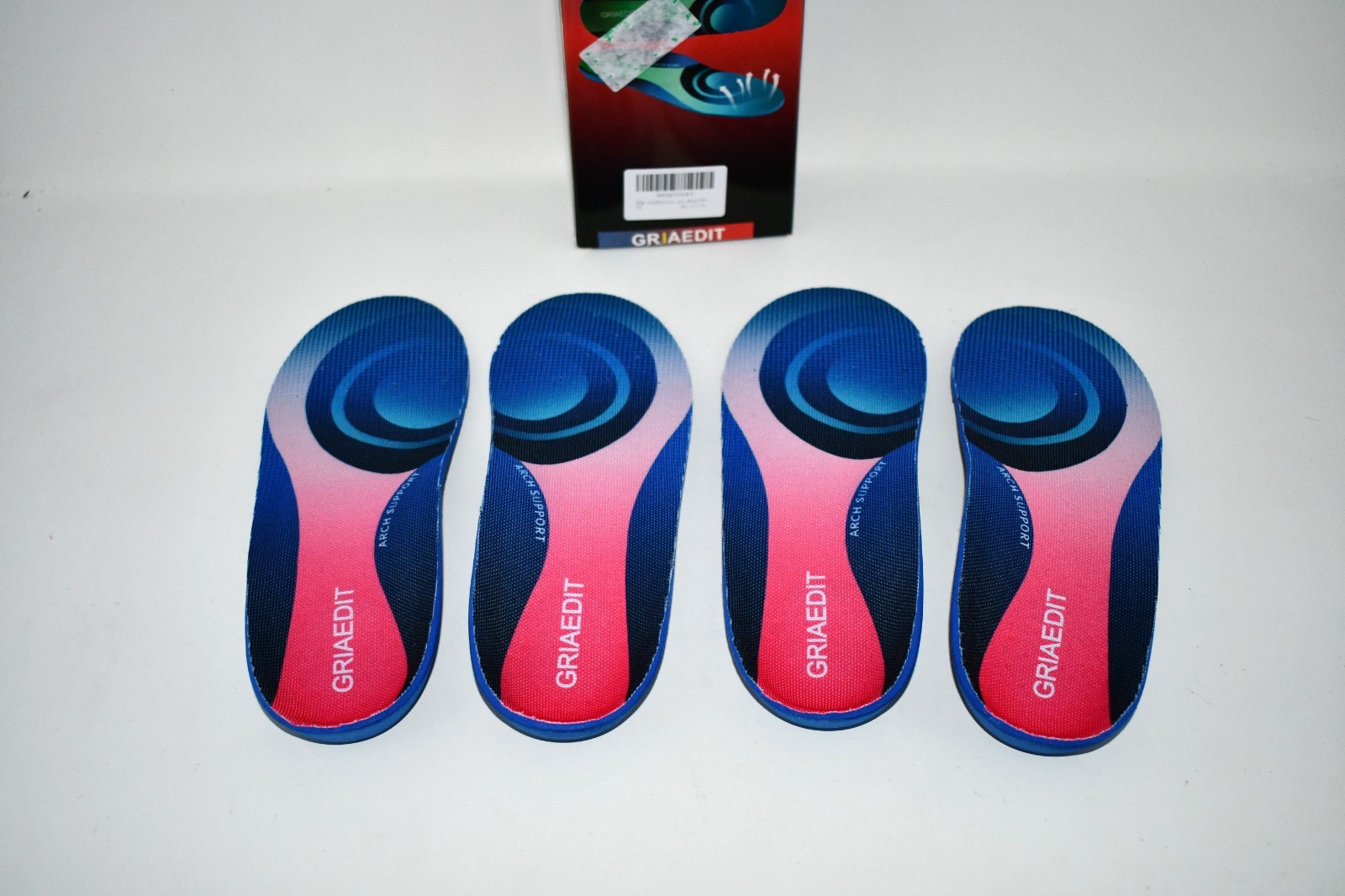 GRIAEDIT Plantar Fasciitis Insoles Arch Support, Orthotic Inserts, Blue, NWT