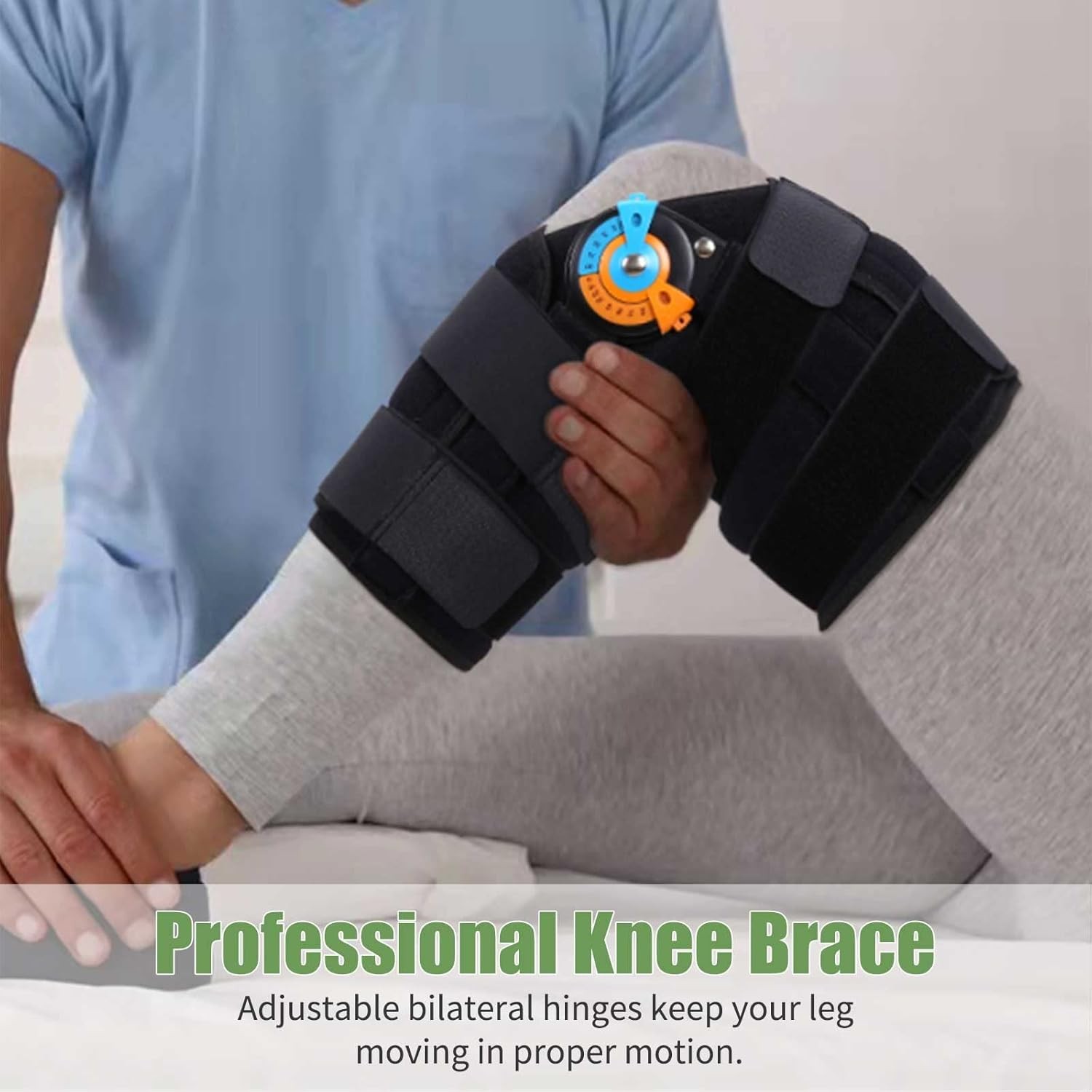 Hinged Knee Brace with Side Stabilizers ROM Support Adjustable S