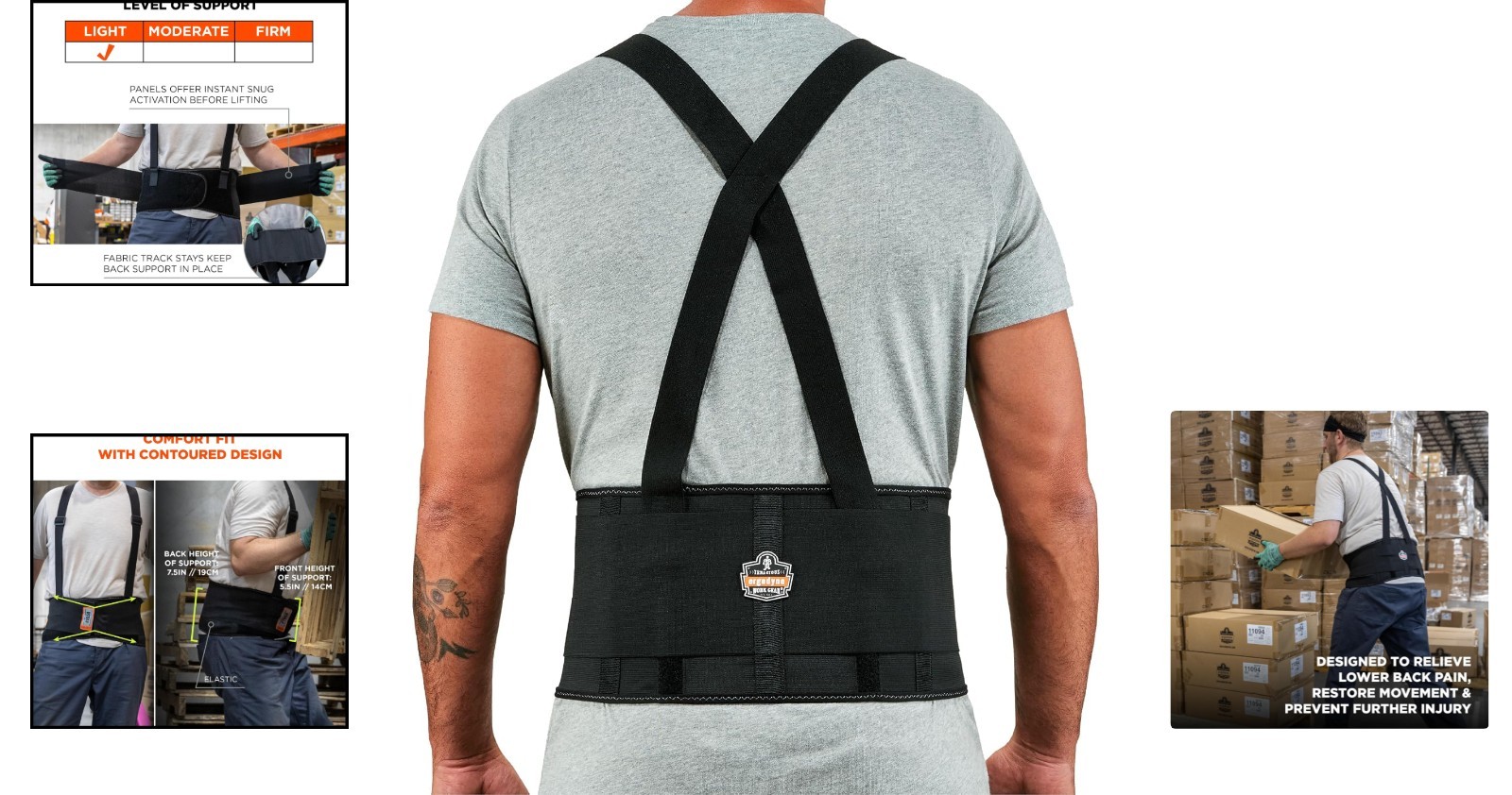 7.5-Inch Elastic ProFlex Back Support Belt with Removable Straps – Large Size