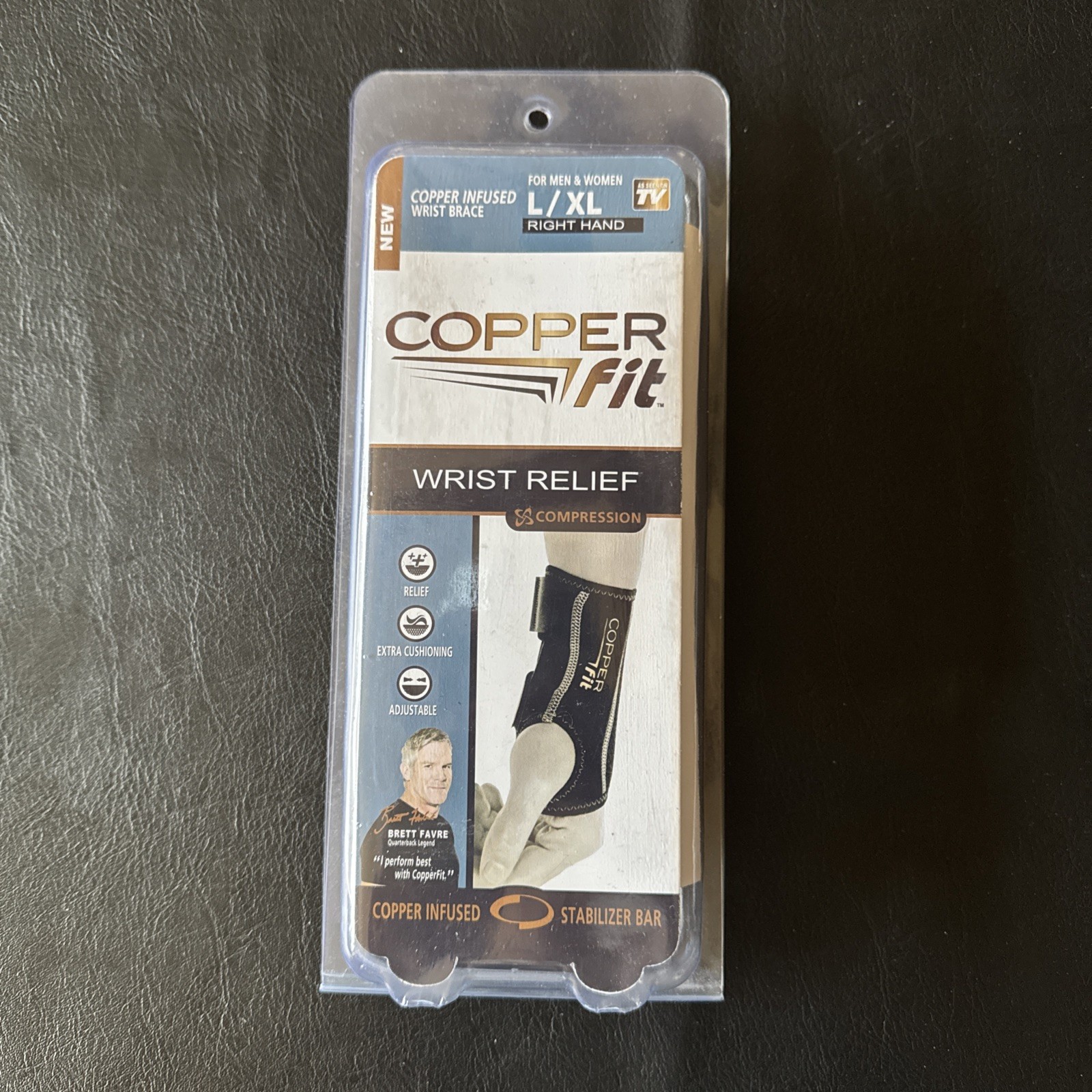 NIB Copper Fit Rapid Relief, Wrist Brace Adjustable Fits Right Wrist L/XL