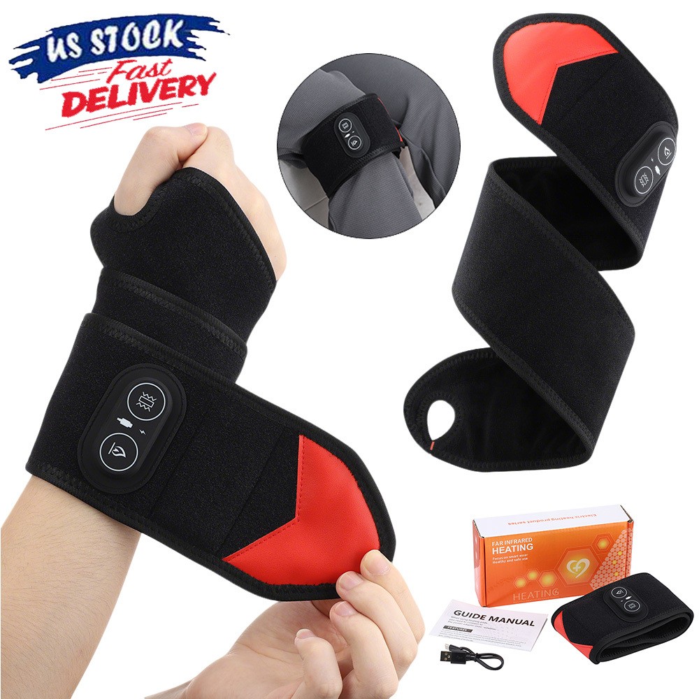 Cordless Hand Wrist Red Light Massager Pain Relief w/3Heat and 3 Vibration Modes