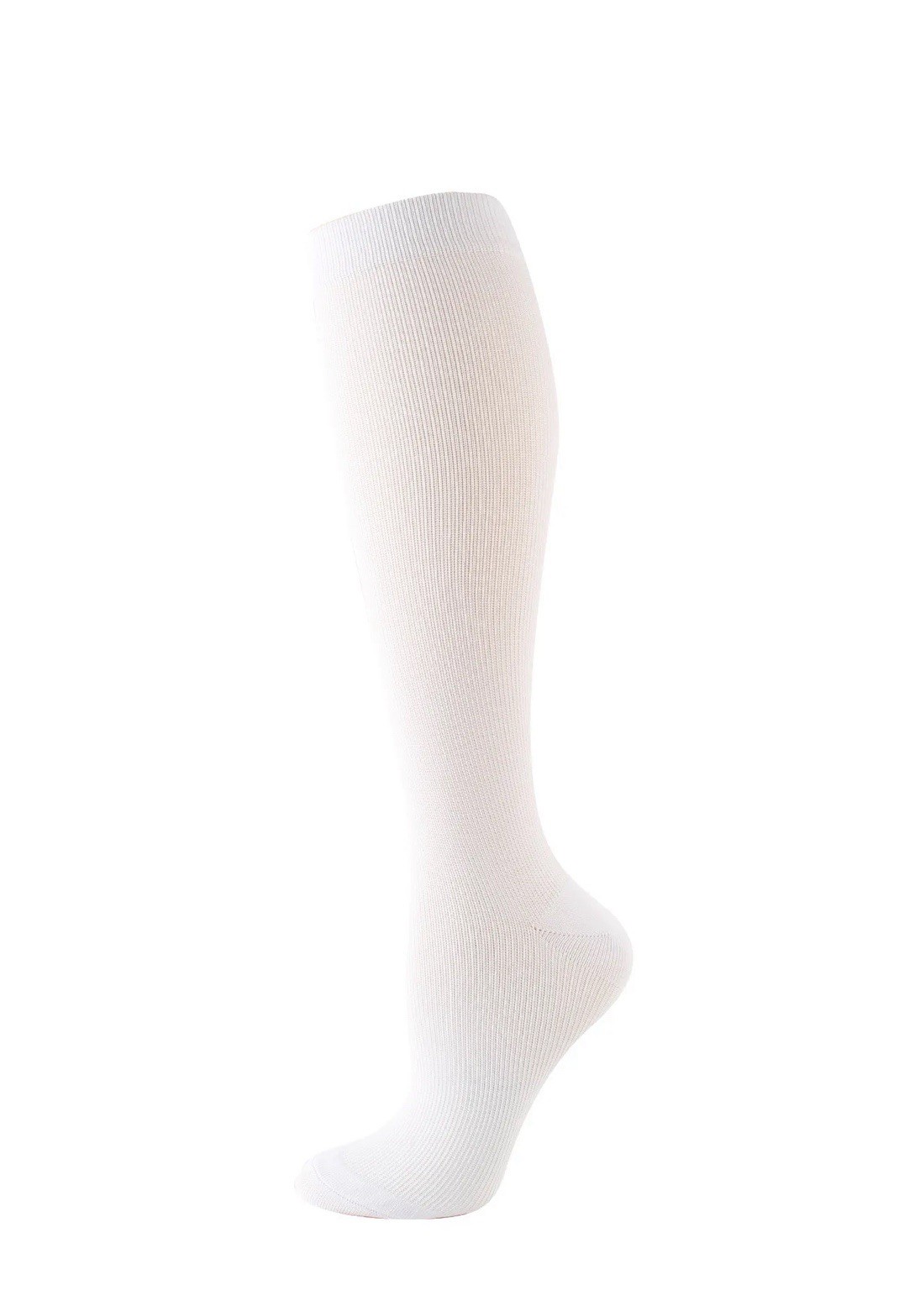 Compression Socks (1 Pair), Unisex, L/XL, Knee-High, Extra Wide Calf, White