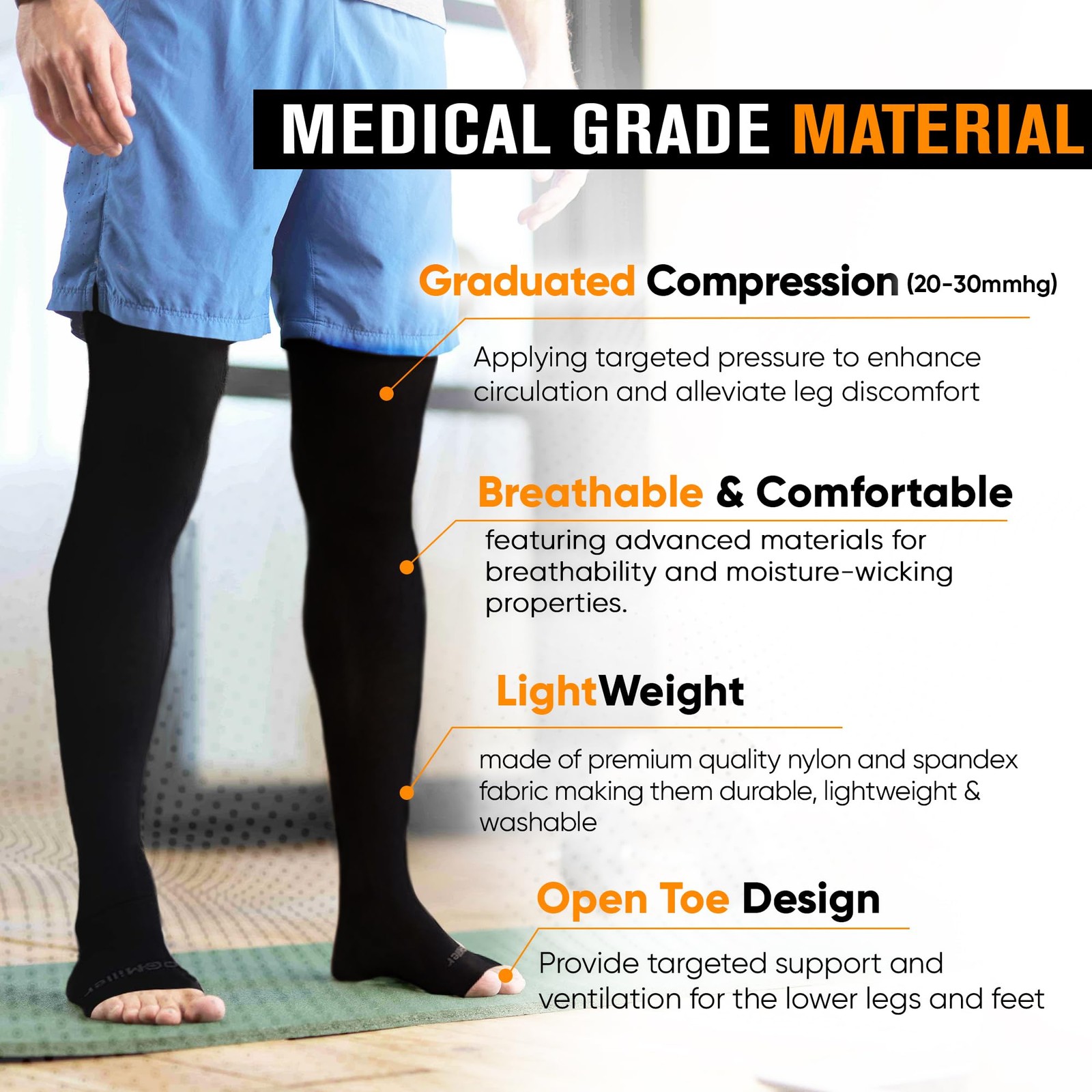 Thigh High Compression Socks 20-30mmHg