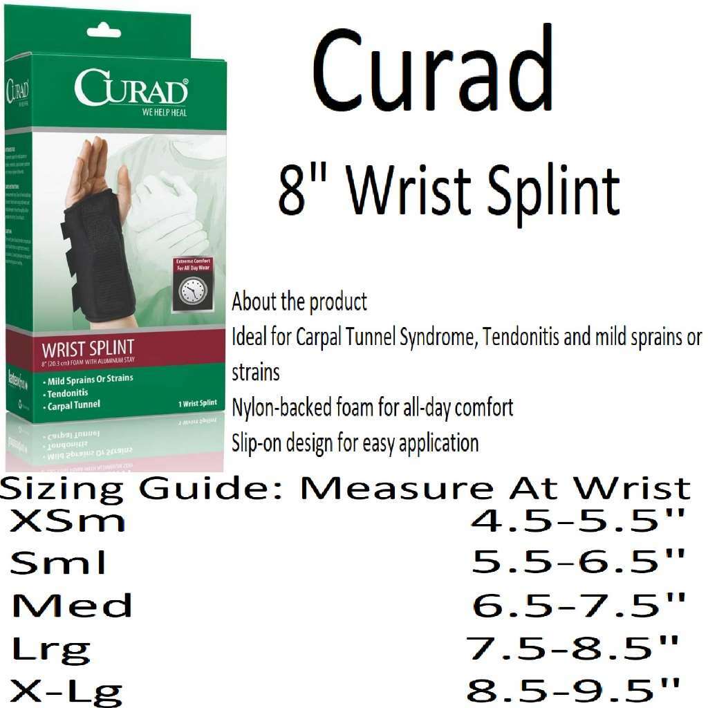 Curad Wrist Splint, Left Hand X-Small 8″ Foam w/Aluminum Stay