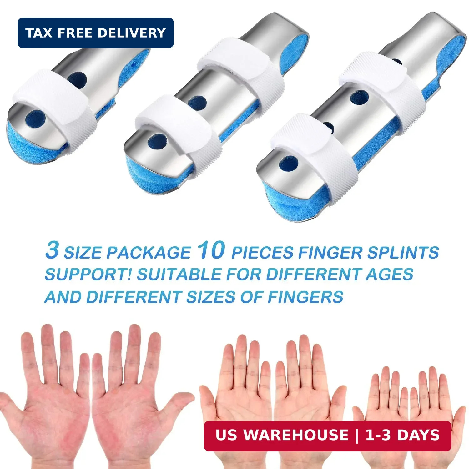 10 Pieces Finger Splints Metal Padded Support Finger Stabilizer with Soft Foa…
