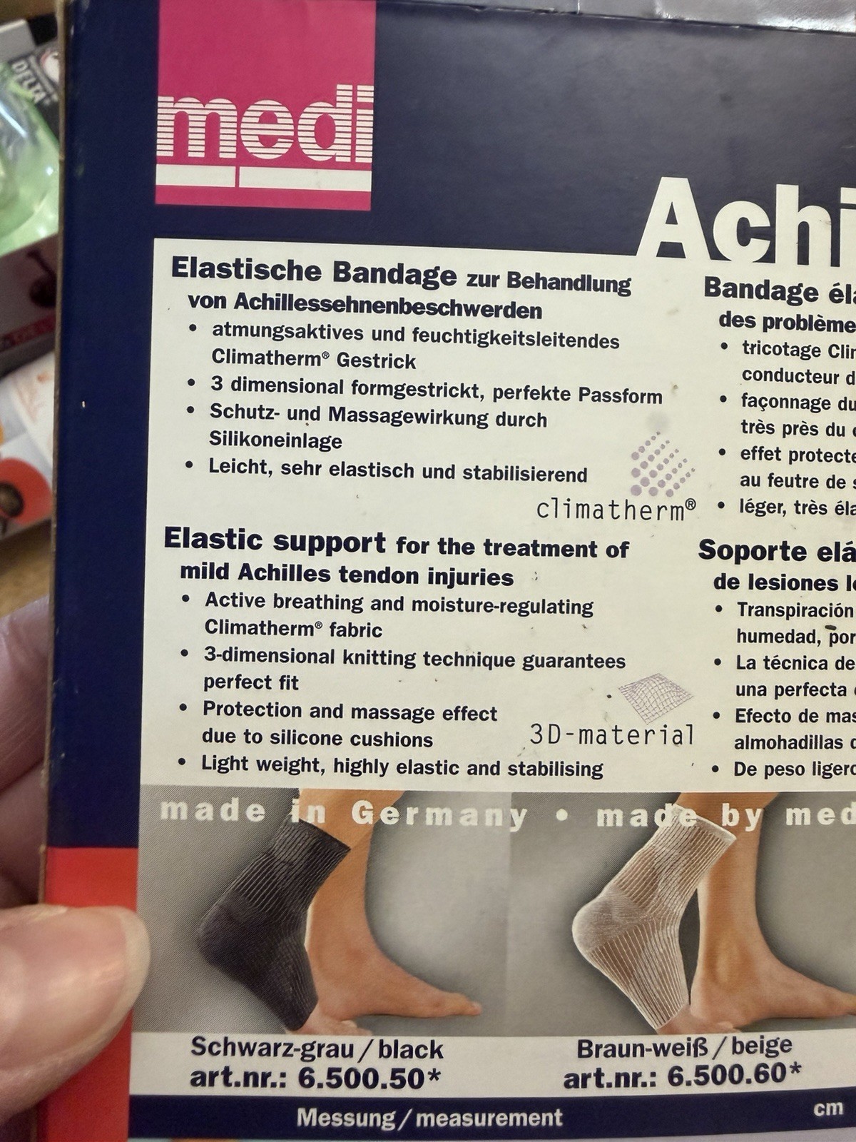 Achimed Tendon Support w/2 Anatomically Shaped Silicone Inserts Open Box Size 4