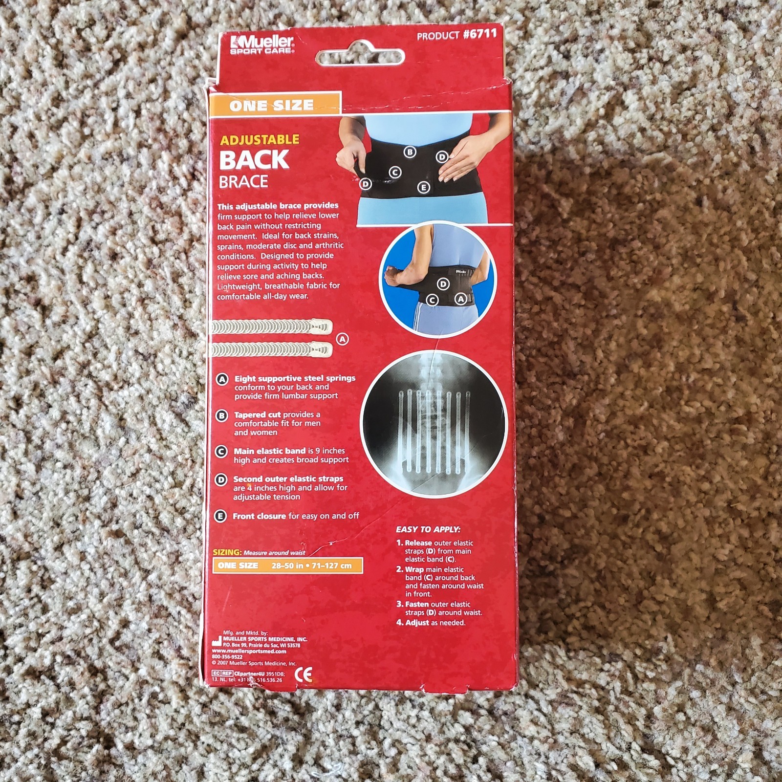 MLR Adjustable Back Brace Black One Size Fits Most 6711