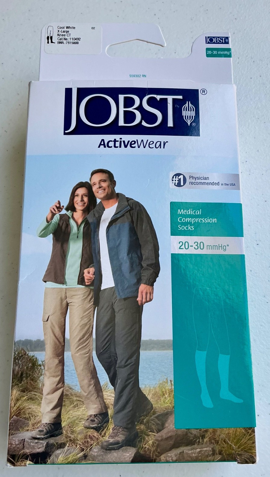 Jobst ActiveWear 20-30mmHg Closed Toe Knee High Firm Compression Socks White XL
