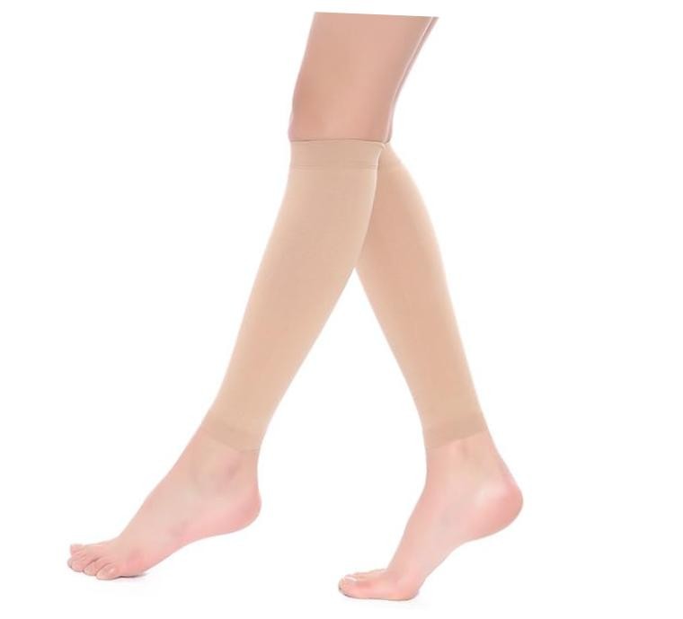 Compression Leg Sleeves Socks for Men & Women, Calf Medium-Large Beige-l