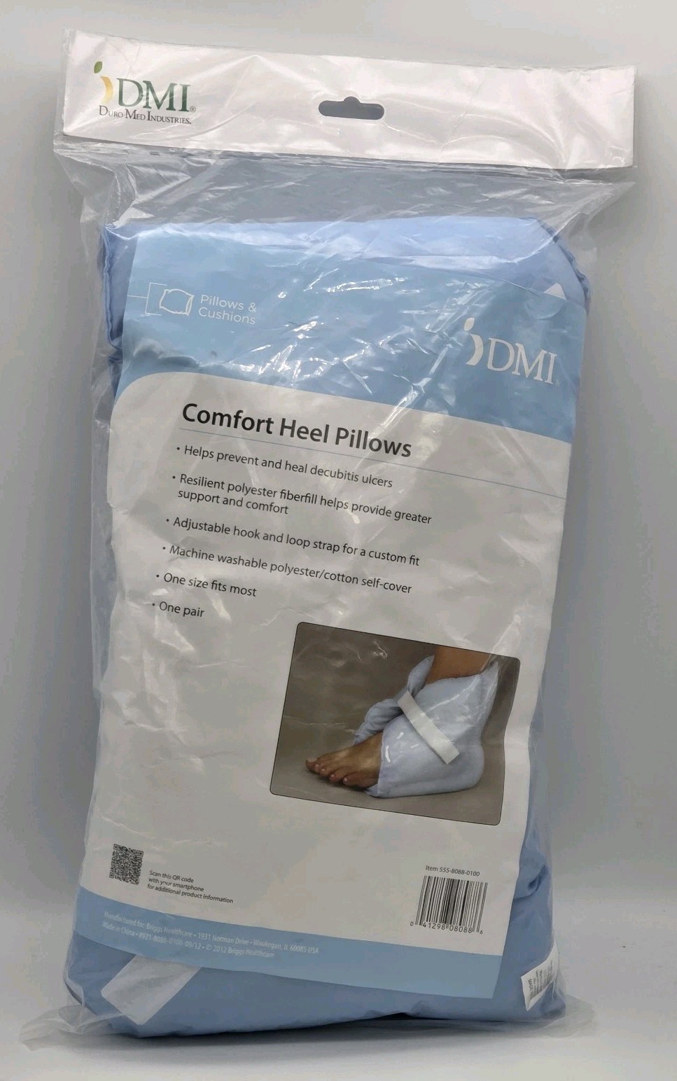 DMI Comfort Heel Pillows 555-8088-0100 Hook & Loop 1 Pair OSFM Helps Heal Ulcer