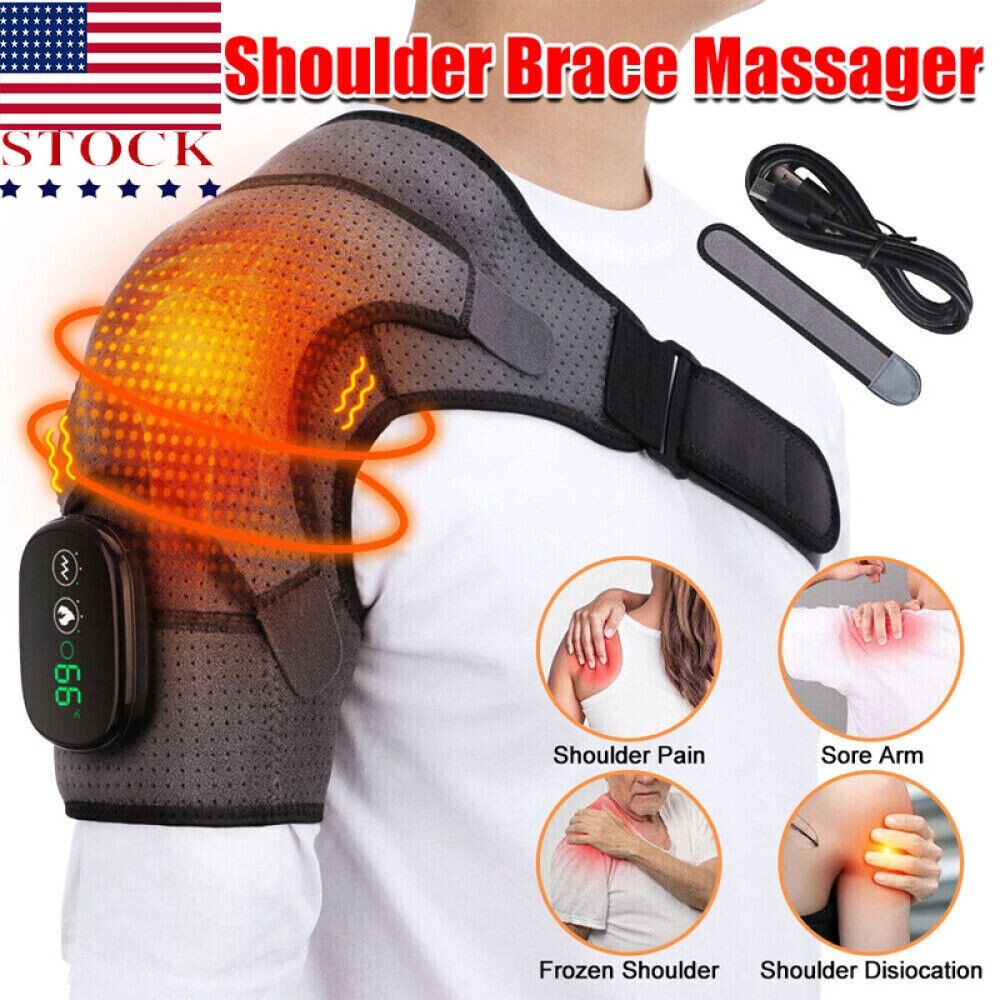 Heated Shoulder Brace Massage Rotator Cuff Support Compression Wrap Rechargeable