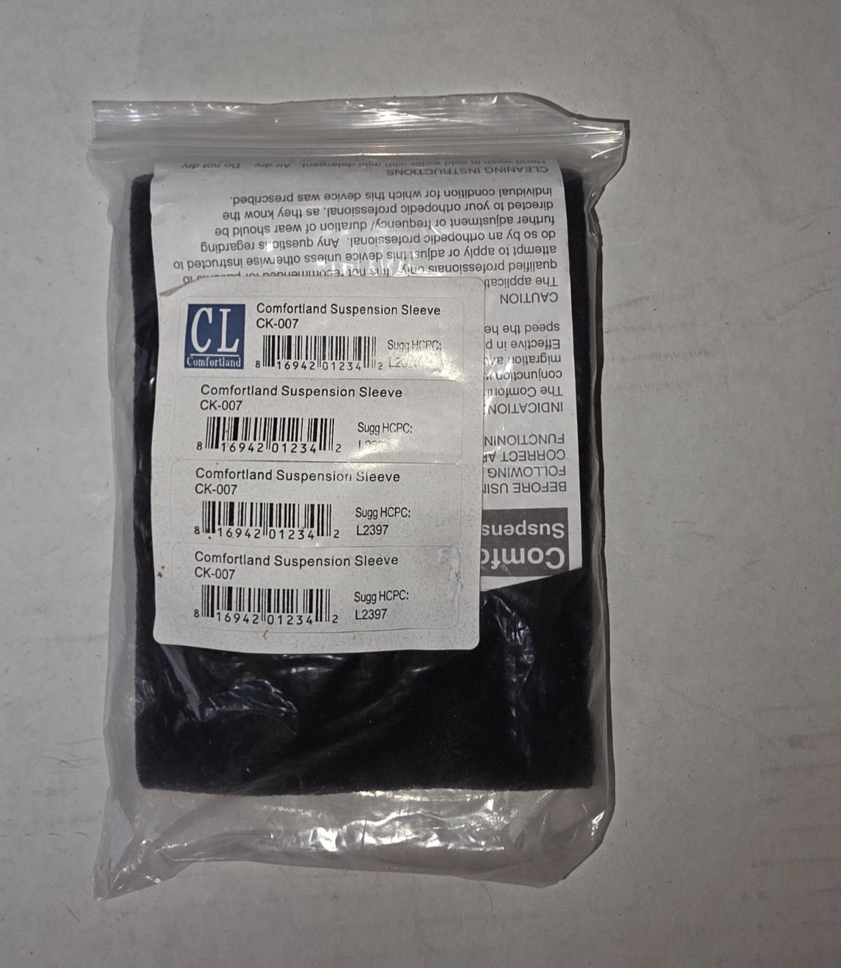 Comfortland Suspension Sleeve Wrap for Knee Size Universal CK-007 Black, New