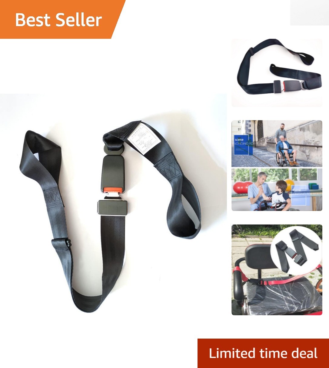 Easy-to-Use Wheelchair Seat Belt – Adjustable with Quick-Release Buckle 47.3 in