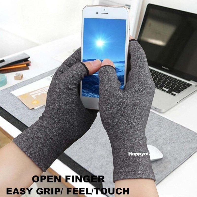 Arthritis Compression Gloves Open Finger Support Pain Relief Everyday Tasks New