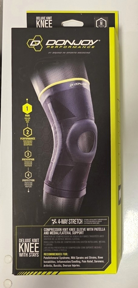 DonJoy Deluxe Knit Knee with Stays Brace Size M, Black Compression Stabilization