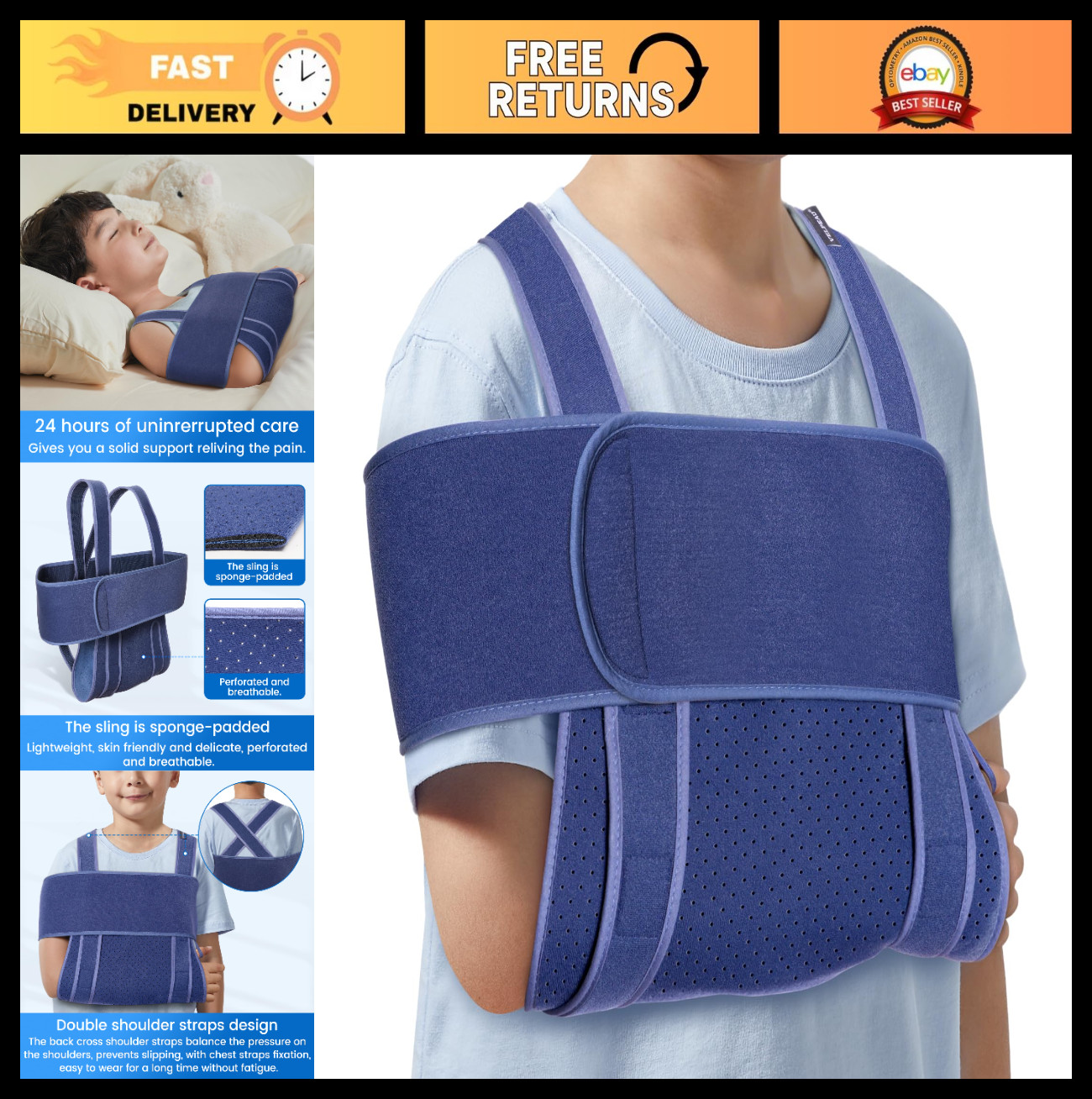 Soft Arm Sling for Kids – Shoulder Immobilizer for Rotator Cuff, Fracture, Dislo