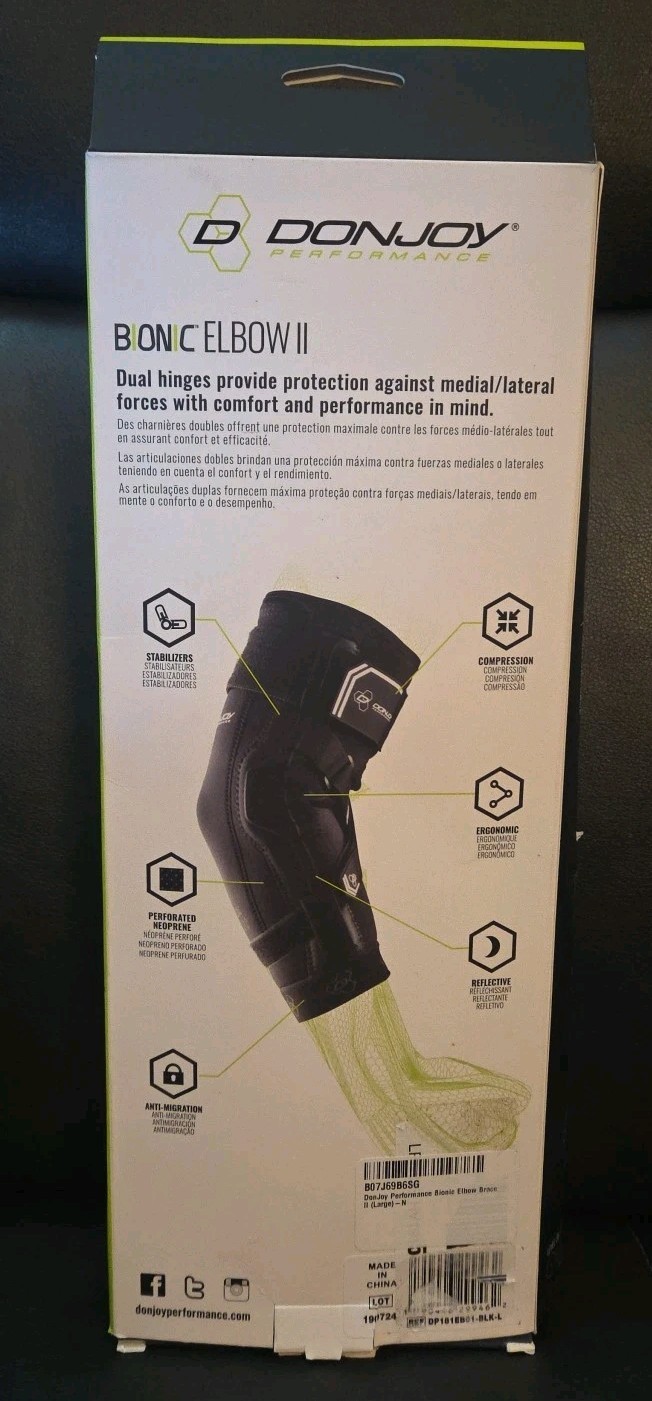DonJoy Performance Bionic Elbow Brace II Size Large Blck New In Open Damaged Box
