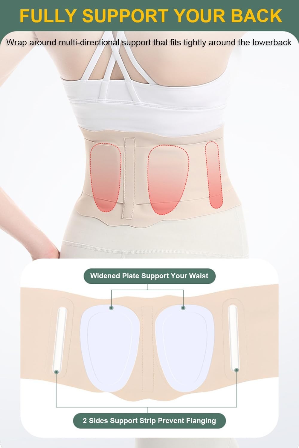 Elegant Beige Back Brace for Lower Back Pain Relief – Adjustable & Comfortable