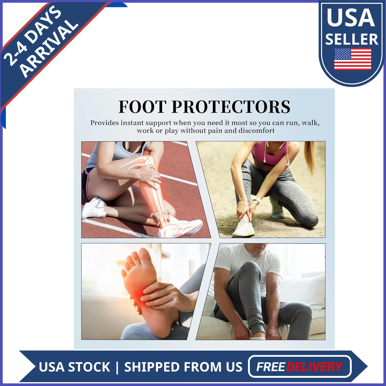 2 Pcs Bamboo Compression Foot Sleeves Ankle Support for Plantar Fasciitis M/L