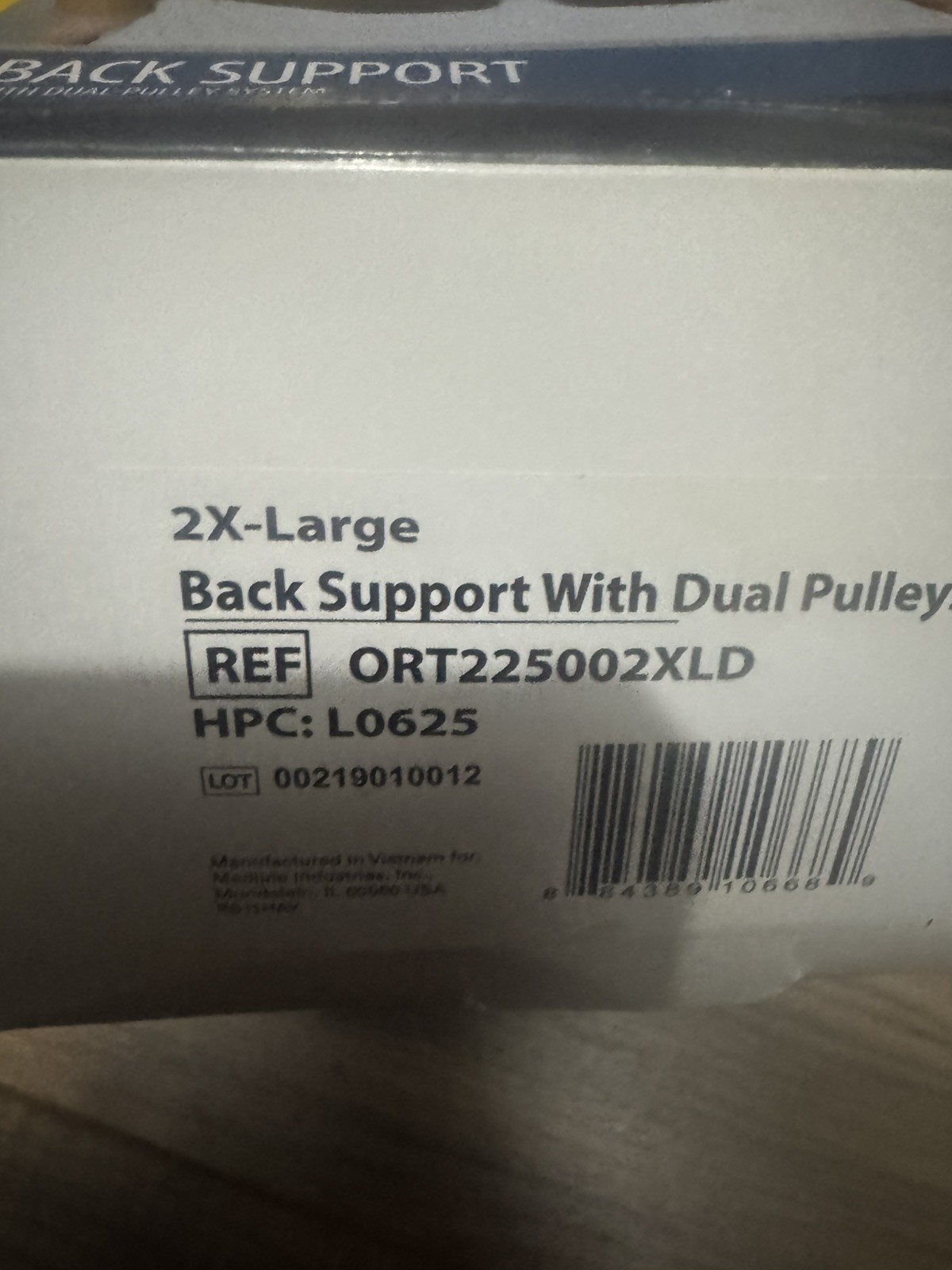 Curad Back Support Dual-Pulley System L/XL ORT22500LXLD Lower Back Pulled Muscle