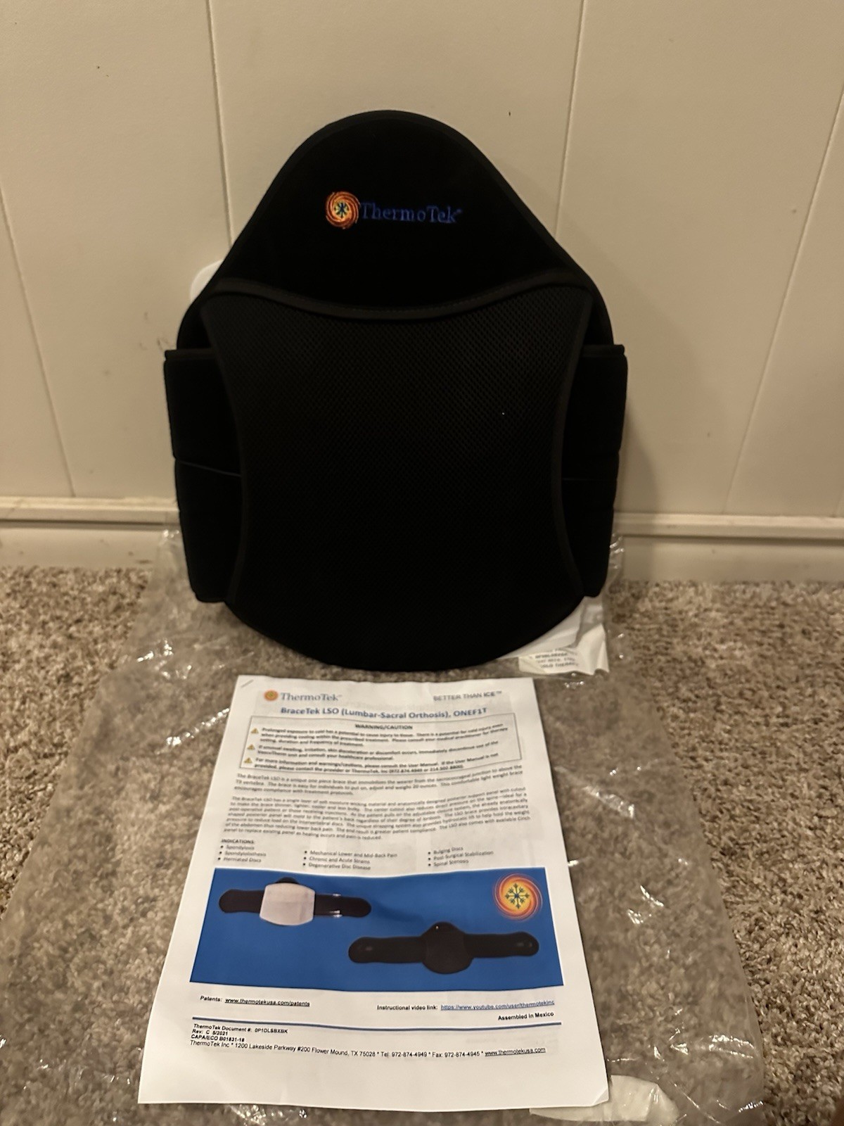 Thermotek Bracetek Lumbar Back Brace with Lumbar Orthosis Hot/Cold Circulation L