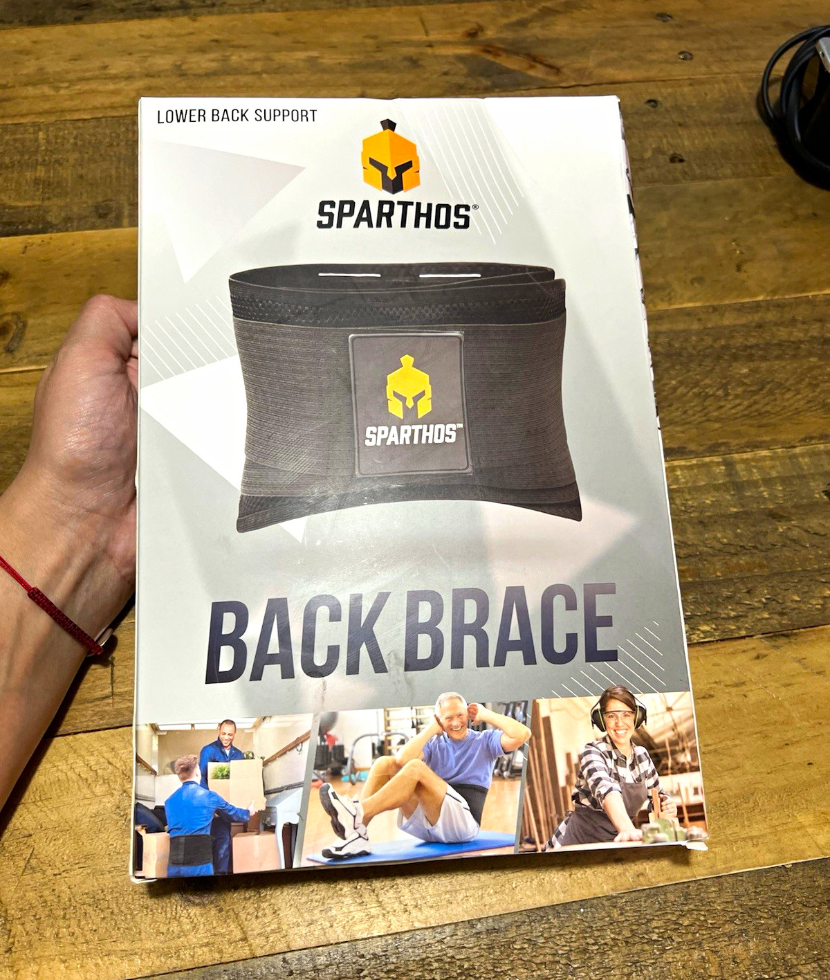 Sparthos Lower Back Brace Medium Black Adjustable Breathable Lumbar Pad CE